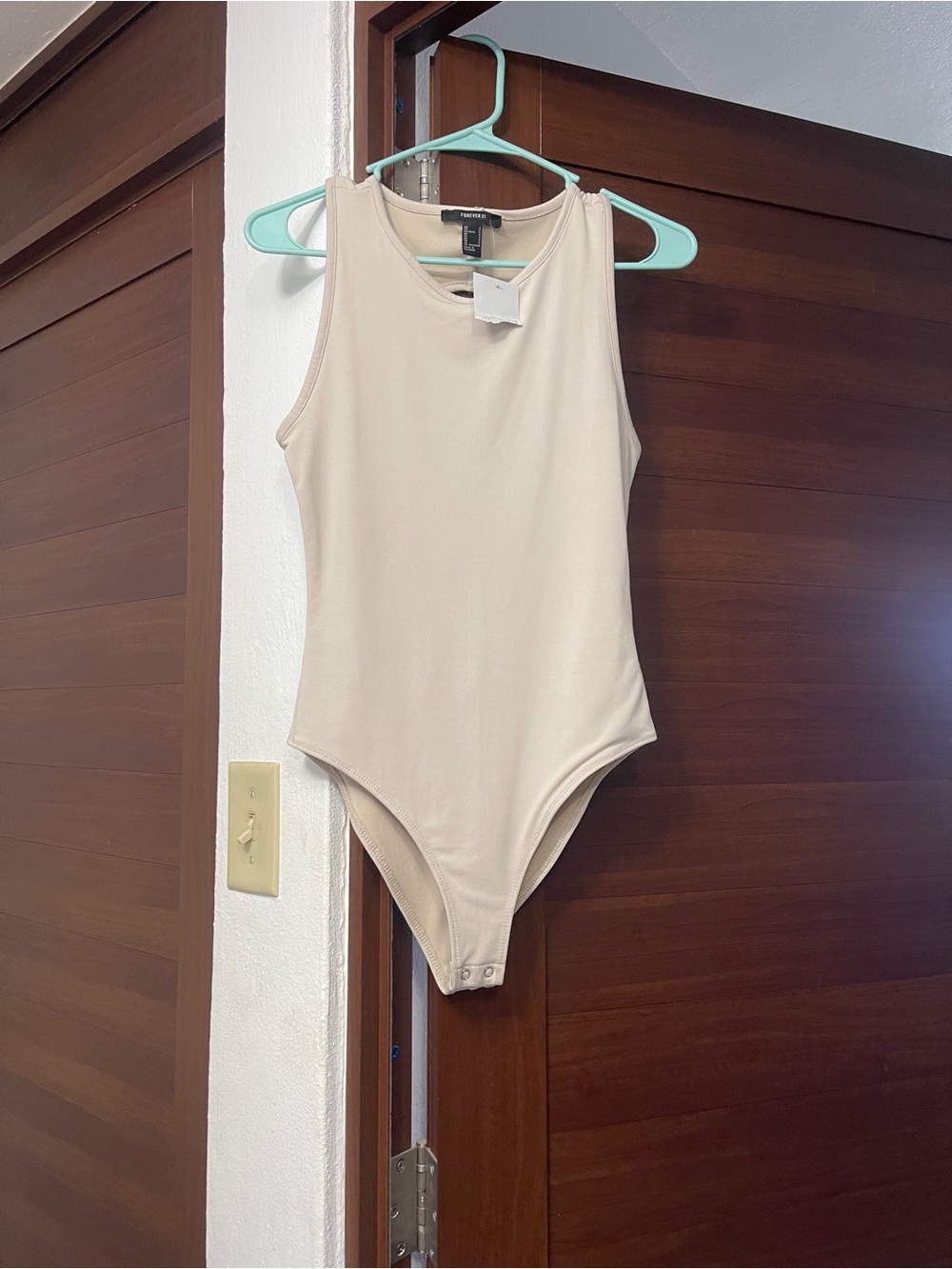 Forever 21 Cream Ribbed Tank Bodysuit
